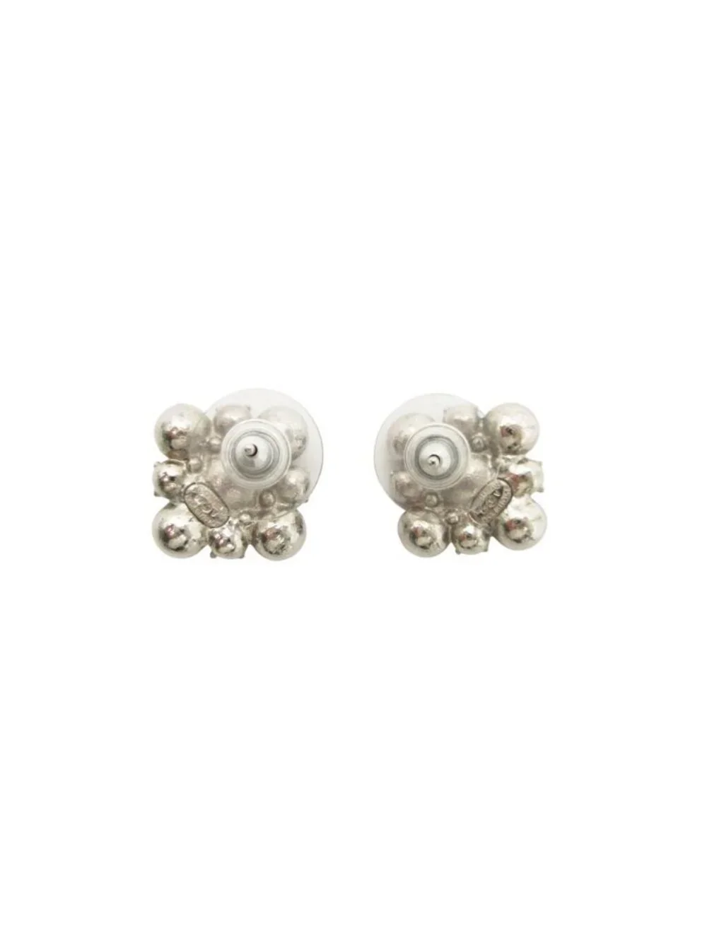 Chanel Earrings CC Logo Bijou Rhinestone Both Ears Silver